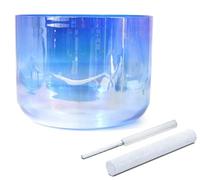 Ciotola tibetana in cristallo trasparente con chakra sacrale da 8 pollici e nota D da 432 Hz for yoga, meditazione e bagno sonoro, ciotola tibetana in quarzo blu con