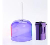 Ciotola Tibetana In Quarzo Trasparente Con Manico Colorato Da 6 Pollici, For Alleviare Lo Stress, Terapia Del Suono Buddista, Con Mazzuolo E Borsa Da Viaggio(C4 tone,440hz)