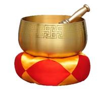 Ciotola tibetana interamente in rame, ornamento con carillon di benedizione for la casa, tempio, sala del Buddha(7 inch)