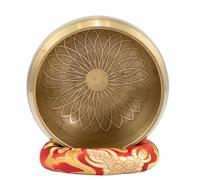 Ciotola tibetana interamente in rame, ornamento con carillon di benedizione for la casa, tempio, sala del Buddha