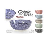 CIOTOLA TONDA MULTIUSO IN CERAMICA DECORATA MARRACASH 13X13X5,7CM 6 COLORI 77161