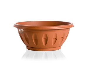 CIOTOLA VASO ALBA DIAMETRO CM 80X34 H IN PLASTICA CON SOTTOVASO COLORE TERRACOTT