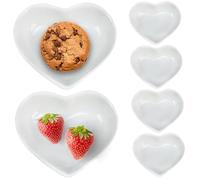 Ciotole a Cuore, Piatto a Cuore, 6 Pezzi Ciotola Forma Carina da 3, 2x3 Pollici, Piatto per di Soia in Ceramica, Ciotole da Dessert Facili da Pulire Piatti per Antipasti per Regali di Nozze, C