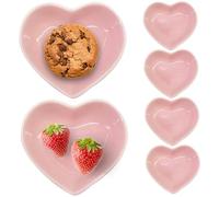 Ciotole a Cuore, Piatto a Cuore, 6 Pezzi Ciotola Forma Carina da 3, 2x3 Pollici, Piatto per di Soia in Ceramica, Ciotole da Dessert Facili da Pulire Piatti per Antipasti per Regali di Nozze, S