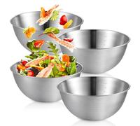 Ciotole Acciaio Inox Cucina, Set di 4 Ciotola in Acciaio Inox, Insalatiera, Impilabili e Lavabili Lavastoviglie, 1,2L 19CM, per Cucinare, Cuocere e Conservare