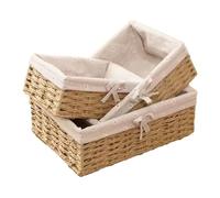Ciotole Da Portata In Intrecciato A Mano - Cestino Pane, Contenitore Rustico, Vassoio Cucina | Set 3 Cestini Per Pane Frutta Snack | Organizer Decorativo Per Bancone Casa Sala Pranzo Fattoria P
