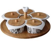 Ciotole da portata per intrattenimento festa snack vassoio dado piatto da portata Il telaio può essere ruotato a 360 ° frutta secca vassoi da portata con coperchio (colore: bianco Dimensioni: 28 x 14