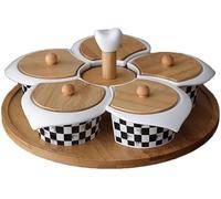 Ciotole da portata per intrattenimento festa snack vassoio dado piatto da portata Il telaio può essere ruotato a 360° frutta secca vassoi da portata con coperchio (colore: bianco Dimensioni: 28 x 14