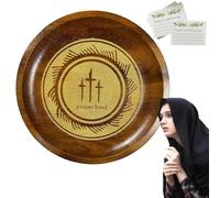 Ciotole da preghiera con biglietti - 23 x 23 x 2,3 cm, rotonda in legno per preghiere con biglietti di preghiera, decorazione per congregazione, decorazioni natalizie religiose per la casa