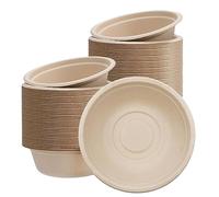 Ciotole di carta usa e getta da 480 ml, in bagassa, ecologiche, biodegradabili, 100 ciotole marroni per feste, ciotole in canna da zucchero, ciotole da dessert, ciotole compostabili per zuppe e piatti