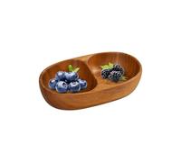 Ciotole di snack per bambini - Piatti alimentari in legno a doppio vano per mangiare | Piccoli contenitori di cereali per controsoffitto da cucina, festa, insalata, picnic, uso campeggio, 21x4,5 cm