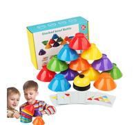 Ciotole impilabili arcobaleno, giocattolo ciotole impilabili | Giocattolo per l'apprendimento sensoriale - Gioco puzzle, 6 ciotole impilabili con campana, 25 carte, giocattolo impilabile, gioco impila