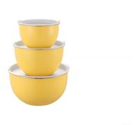Ciotole in acciaio inox 304 con coperchi per cucinare insalata, sbattere le uova e preparare impasti, in colori giallo o bianco (3 coperchi gialli)