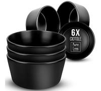 Ciotole Nere Opache, Set Piatti 6 Persone in Ceramica - Eleganti Piatti e Svuotatasche Manhattan, Adatti a Lavastoviglie e Microonde - Ciotole da Muesli per un'Esperienza Culinary Chic