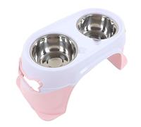 Ciotole per Animali Domestici Rialzate con Protezione per il Collo, Fondo Antiscivolo, Ciotole per Gatti Rimovibili, Stabili e Rialzate per la Casa (Bianco rosato)
