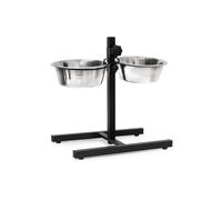 Relaxdays Ciotole Rialzate per Cani in Acciaio, 1,6 l, HxLxP: 42x46x27 cm, Supporto Regolabile, Antiscivolo, Argentato