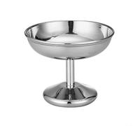 Ciotole per gelato in acciaio inox lucido con base piatta per feste e uso all'aperto per servire mousse, crema pasticcera e insalate (D)