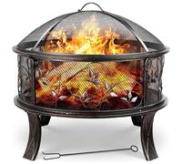 Ciotole per il fuoco da giardino, cesto del fuoco con Spark Guard 51,1 cm, camino Look retrò, Incl. Griglia per Poker e carbone, riscaldamento in inverno stabile