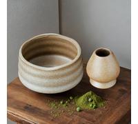 Ciotole per matcha in ceramica con portafrusta fatte a mano per tavolo,