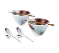 Ciotole per Zuppa, Ciotola per Ramen - 600 ml, Ciotole per Noodle Giapponesi con Cucchiaio e Bacchette, Set di Stoviglie Tradizionali Asiatiche per Udon, Pasta, Pho, Soba, Muesli e Insalata