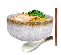 Ciotole Ramen,Ciotole Insalata,Ciotola Giapponese In Porcellana, Set Ciotole Ramen, Ciotola Per Zuppa Di Noodle, Ciotola Per Ramen Con Cucchiaio E Bacchette (oro)