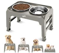 Ciotole rialzate, 4 supporti rialzati regolabili in altezza con 2 ciotole in acciaio inox spesse da 1,417,5 g, mangiatoia antiscivolo per cani, regolabile fino a 9,4 cm, 23,4 cm, 27,3 cm, 31,4 cm
