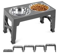 Ciotole rialzate per cani con 5 impostazioni di altezza e 2 ciotole in acciaio inox da 1200 ml per acqua e cibo - Per cani e gatti