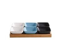 ciotole spuntino 6 scomparti diviso salsa ceramica piatto immersione ciotole frutta dessert piccolo piatto antipasti piatti per salsa di soia aceto sushi kethup BBQ Salse (con vassoio) piatti per