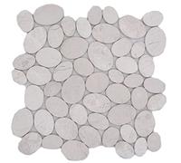 Ciottoli di fiume pietra pavimento in pietra tagliato piatto bianco crema parete piastrelle specchio cucina doccia