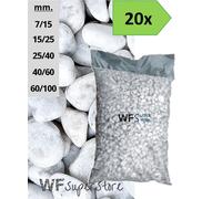 Ciottoli di marmo Bianco Carrara - 20 sacchi da 25 kg - sassi pietre giardino