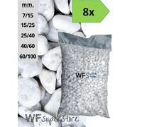 Ciottoli di marmo Bianco Carrara - 8 sacchi da 25 kg - sassi pietre giardino
