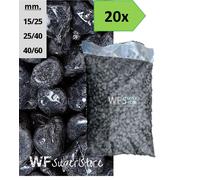 Ciottoli di marmo Nero Ebano - 20 sacchi da 25 kg - sassi neri pietre giardino
