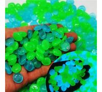 Ciottoli fluorescenti luminosi per acquari e giardini, 300 pezzi, ciottoli in resina che si illuminano al buio dopo la ricarica della luce solare, non tossici e di lunga durata (mix blu-verde)