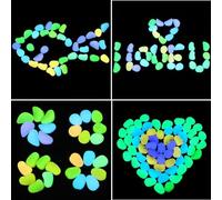 Ciottoli fosforescenti per decorazione di acquari e giardini, materiale in resina, marmo piatto, dimensioni 50 o 100 pezzi, bagliore di lunga durata dopo l'esposizione alla luce solare (50 pezzi