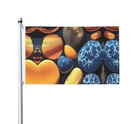 Ciottoli gialli Stampe Bandiera su entrambi i lati 3 x 5FT leggera e resistente al colore con asole Ideale per feste all'aperto e giardini.