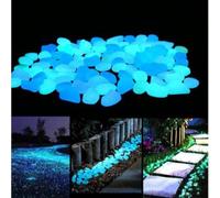 Ciottoli in resina per acquario e giardino bagliore, dimensioni marmo piatto, 50 o 100 pezzi, bagliore di lunga durata dopo essere stati alla luce del sole per ore (100 pezzi celeste)