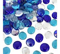 Ciottoli in Vetro Blu Pietre di Cristallo, 120 Pezzi Colori Misti Gemma di Vetro Ghiaia Pietra Preziosa, Pietre per Mosaico Decorazione Domestica Riempitore Vaso Decorazione Fondo Vasca per Pesci