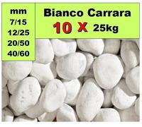 Ciottoli marmo Bianco Carrara 10 sacchi x 25kg giardino sassi ghiaia bianca