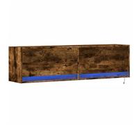 CIOURSTO Mobile TV da Parete, Pannelli in Derivati del Legno, Atmosfera LED, Mobile TV Sospeso con Cassetti, Soluzione Salvaspazio per Riporre i Contenuti Multimediali (140x31x38 cm)