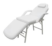 CIOURSTO Poltrona Cosmetica, Lettino Cosmetico, Trattamento Viso, Poltrona Massaggiante in Ecopelle per L'Utilizzo Nei Saloni di Parrucchiere e Nelle Famiglie (Bianca)