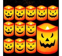 CIOXSOIO 12 Pezzi Halloween Decorazioni Candele Led, Halloween Candele Finte Fiamma Oscillante, Senza Fiamma Lumini Candele a Batteria per Decorazione di Casa, Matrimonio, Natale, Feste