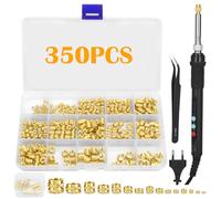 CIOXSOIO 357 Pezzi Inserti Filettati Stampa 3D, 900W Temperatura Regolabile Saldatore a Stagno Digitale, 350 Pezzi Inserto Filettato M2/M3/M4/M5/M6/M8 con 6 Punte Saldatura per Plastica