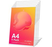 CIOXSOIO 5 Pezzi Espositore Plexiglass A4, L forma Porta Cartelli in Acrilico Porta Fogli Cornice Plexiglass Trasparente Porta Menu Da Tavolo Per Ristorante, Caffetterie, Ufficio, Foto