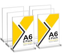 CIOXSOIO 6 Pezzi Espositore Plexiglass A6, T forma Porta Cartelli in Acrilico Porta Fogli Cornice Plexiglass Trasparente Porta Menu Da Tavolo Per Ristorante, Caffetterie, Ufficio, Foto