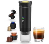 CIOXSOIO Macchina Caffè Portatile 3 in 1 Macchina Caffe, Senza Fili & Auto-Riscaldante, Caffettiera Elettrica Compatibile con Piccole Capsule, Grandi Capsule, Caffe Macinato