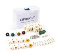 Ciphuoly Ruota di Lucidatura in Feltro di Lana - Set Completo 132 Pezzi per Dremel con Gambo 3mm | Include 2 Paste Lucidanti e Scatola | Per Metall, Vetro, Legno, Gioielli