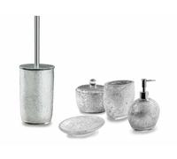 CIPI Set ARGENT 5 pezzi da appoggio in resina e argento foglia accessori bagno