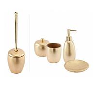 CIPI Set GOLD da 5 pezzi da appoggio in resina e oro foglia accessori per bagno