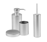 CIPI Set SILVER MATT 4 pezzi da appoggio metallo argento satinato per il bagno
