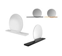 CIPI Specchio tondo MENSOLA RIFLESSO con mensola Teak L80 bianco,nero o naturale